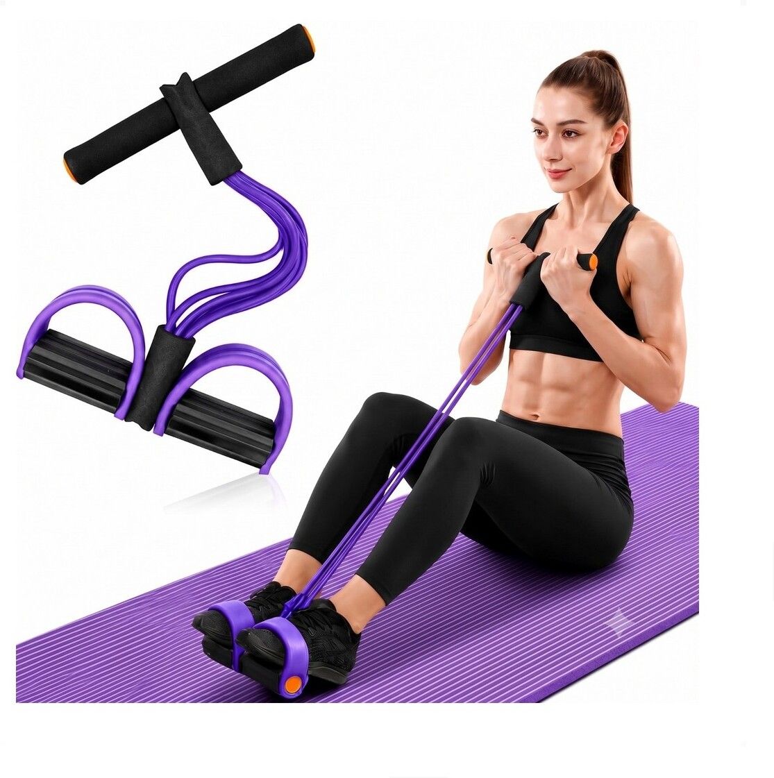 brzone Tummy Trimmer for Unisex | Yoga Pedal Puller Resistance Band | Multicolor Ab Exerciser-picture-44