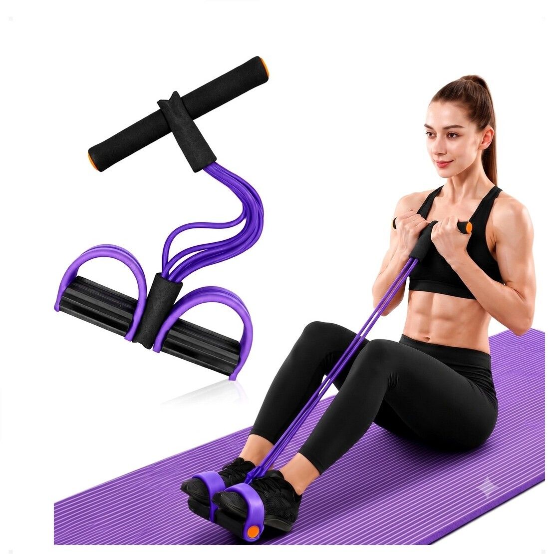 brzone Tummy Trimmer for Unisex | Yoga Pedal Puller Resistance Band | Multicolor Ab Exerciser-picture-47