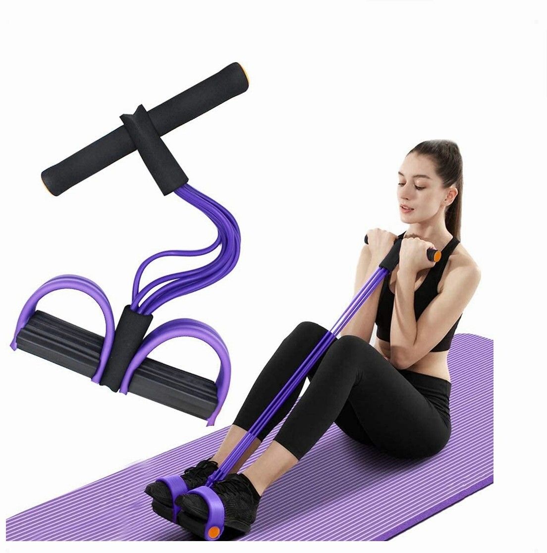 brzone Tummy Trimmer for Unisex | Yoga Pedal Puller Resistance Band | Multicolor Ab Exerciser-picture-39