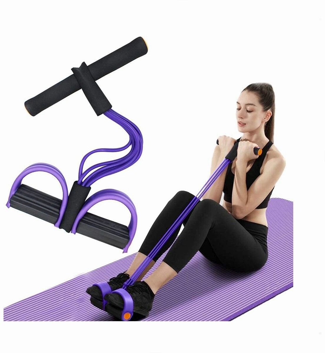 brzone Tummy Trimmer for Unisex | Yoga Pedal Puller Resistance Band | Multicolor Ab Exerciser-picture-33