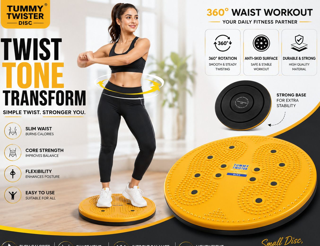 Waist Twister Disc with Acupressure Surface | Belly Fat Reduction Fitness Board Ab Exerciser-image-48