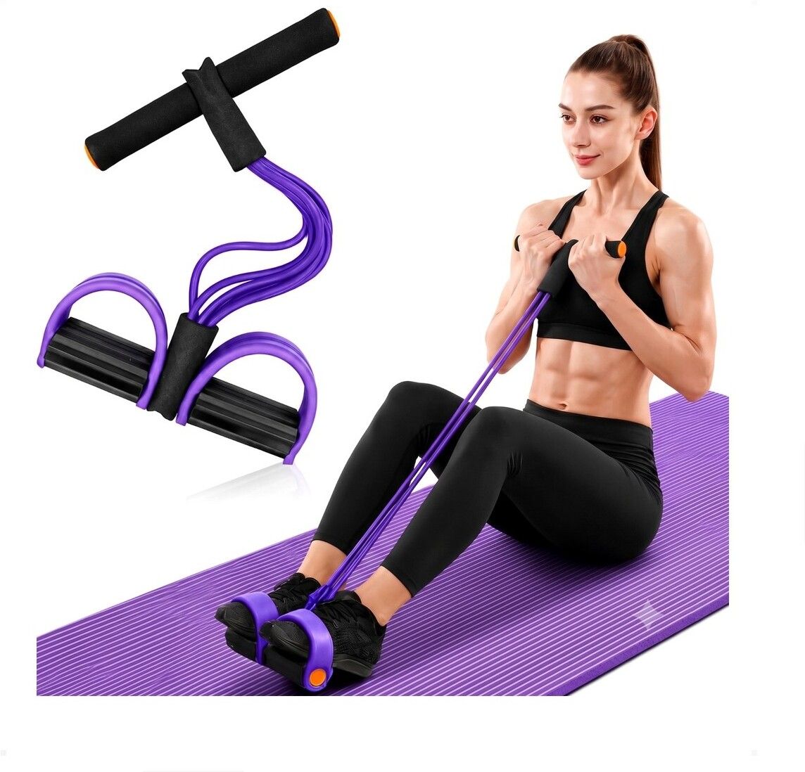brzone Tummy Trimmer for Unisex | Yoga Pedal Puller Resistance Band | Multicolor Ab Exerciser-picture-39