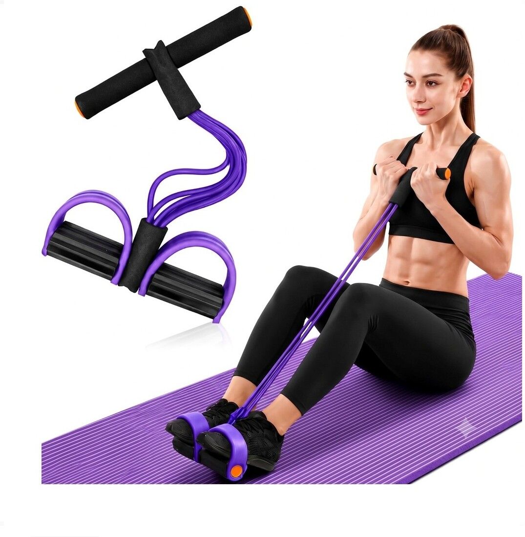 brzone Tummy Trimmer for Unisex | Yoga Pedal Puller Resistance Band | Multicolor Ab Exerciser-picture-2