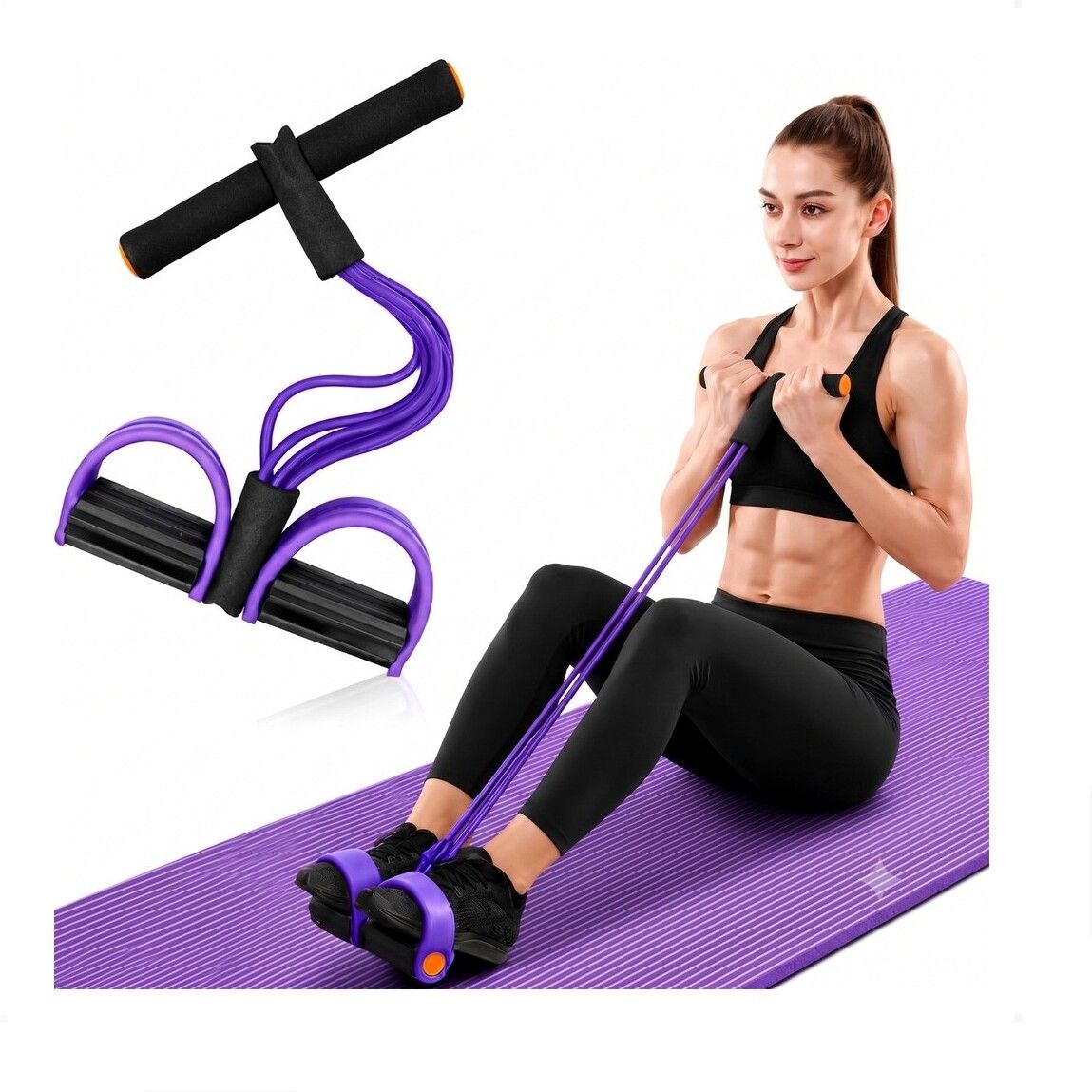 brzone Tummy Trimmer for Unisex | Yoga Pedal Puller Resistance Band | Multicolor Ab Exerciser-picture-5