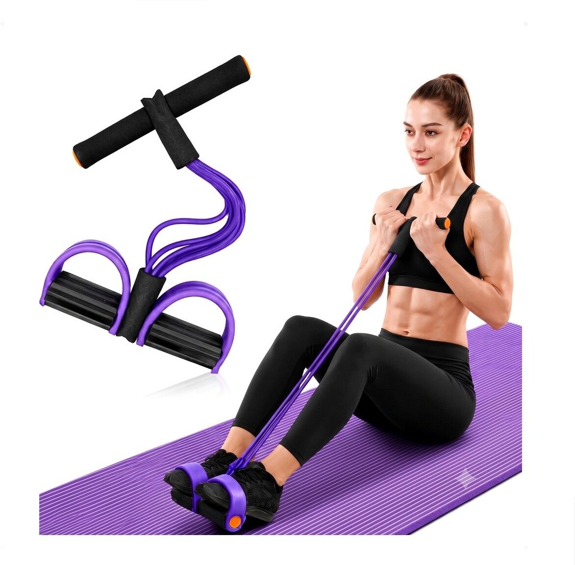 brzone Tummy Trimmer for Unisex | Yoga Pedal Puller Resistance Band | Multicolor Ab Exerciser-picture-20