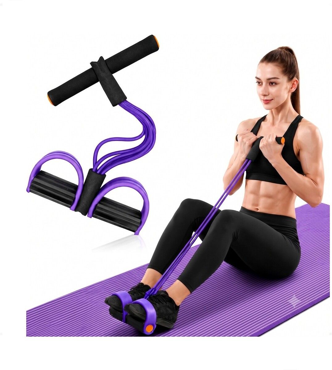 brzone Tummy Trimmer for Unisex | Yoga Pedal Puller Resistance Band | Multicolor Ab Exerciser-picture-42
