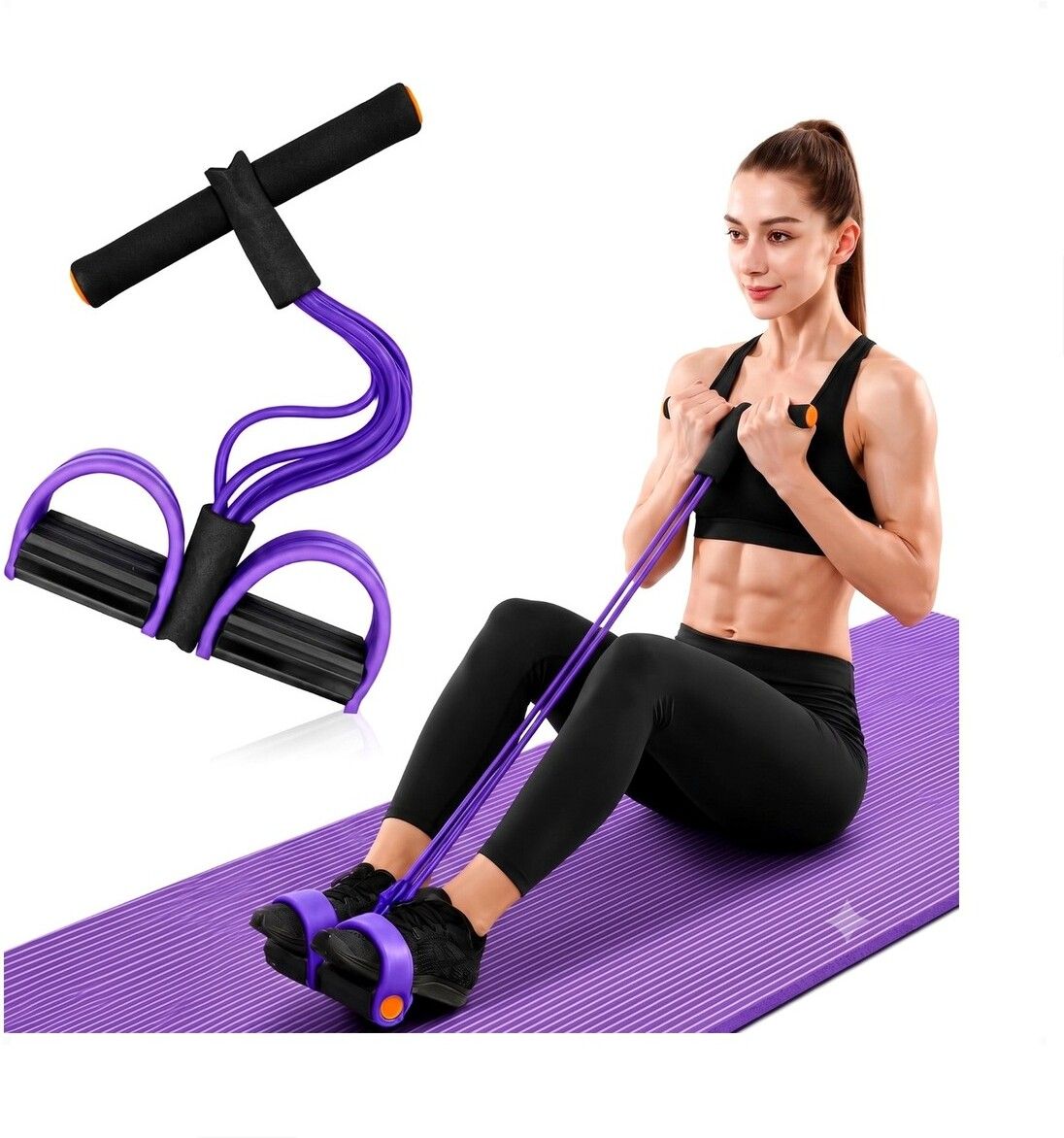 brzone Tummy Trimmer for Unisex | Yoga Pedal Puller Resistance Band | Multicolor Ab Exerciser-picture-46