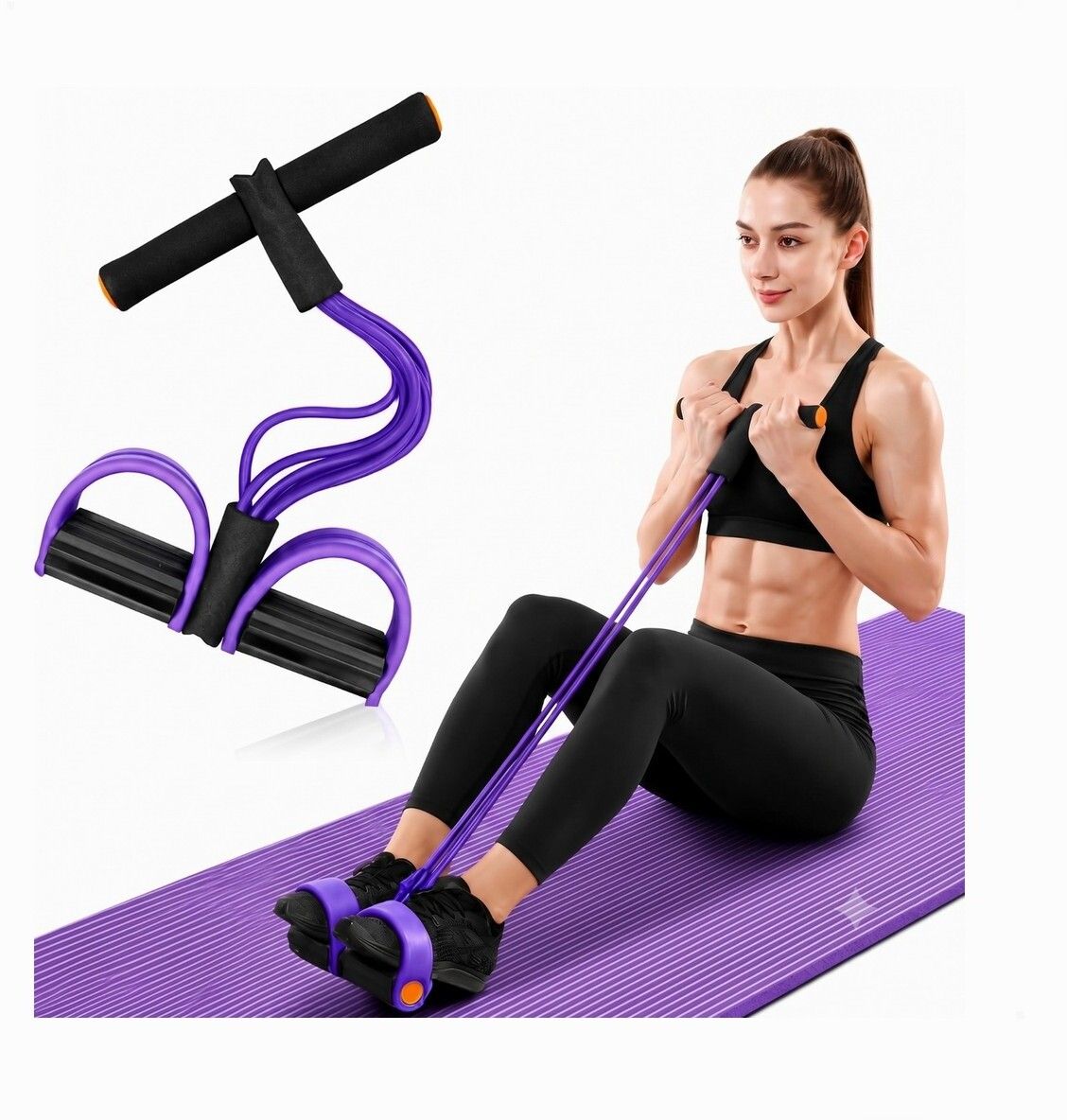 brzone Tummy Trimmer for Unisex | Yoga Pedal Puller Resistance Band | Multicolor Ab Exerciser-picture-41