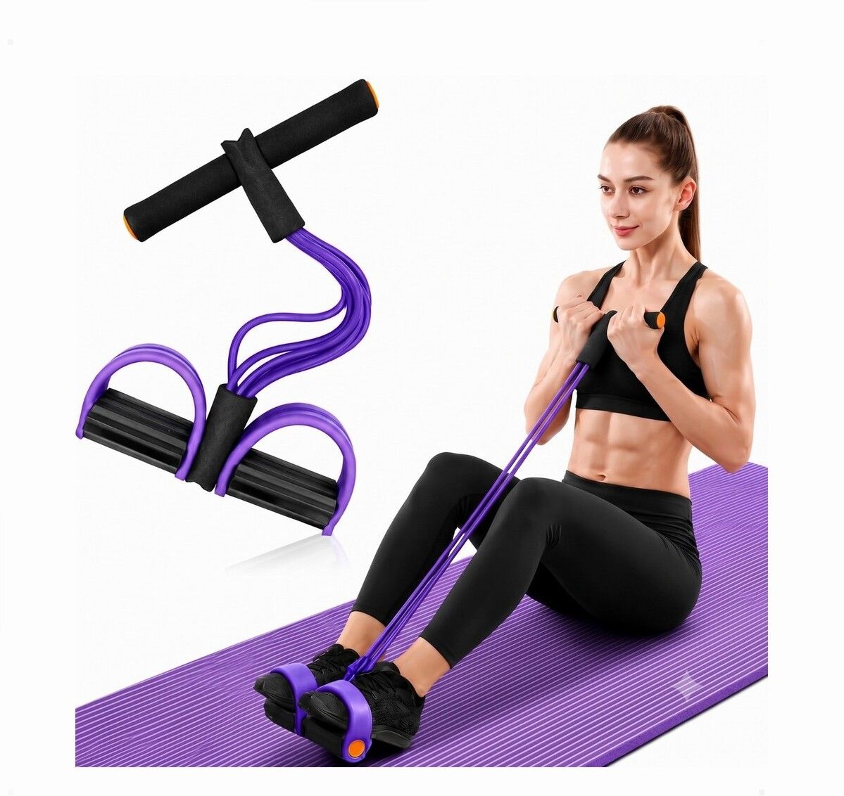brzone Tummy Trimmer for Unisex | Yoga Pedal Puller Resistance Band | Multicolor Ab Exerciser-picture-26