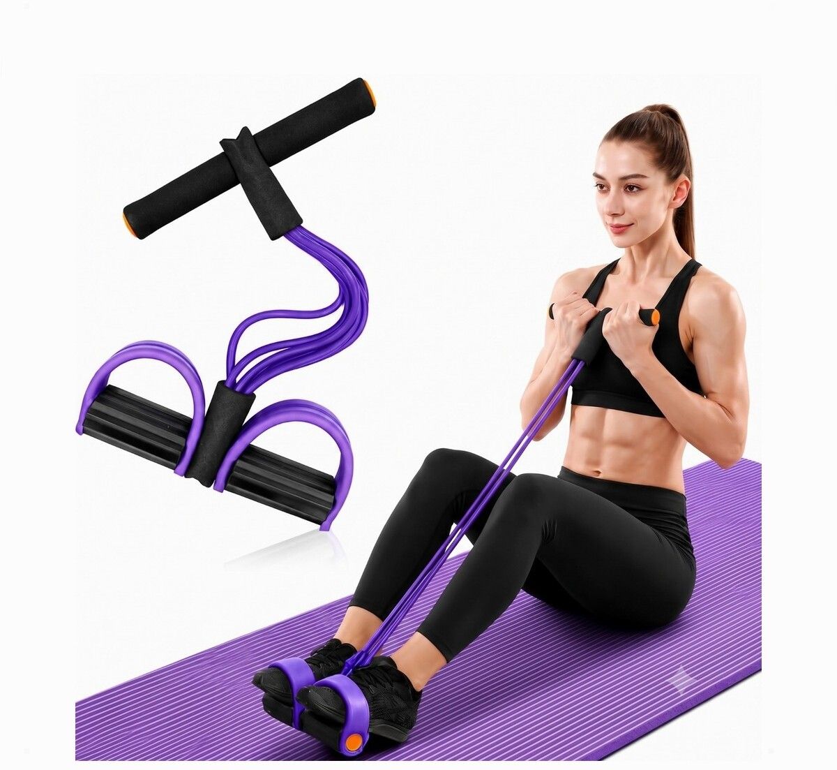 brzone Tummy Trimmer for Unisex | Yoga Pedal Puller Resistance Band | Multicolor Ab Exerciser-picture-47