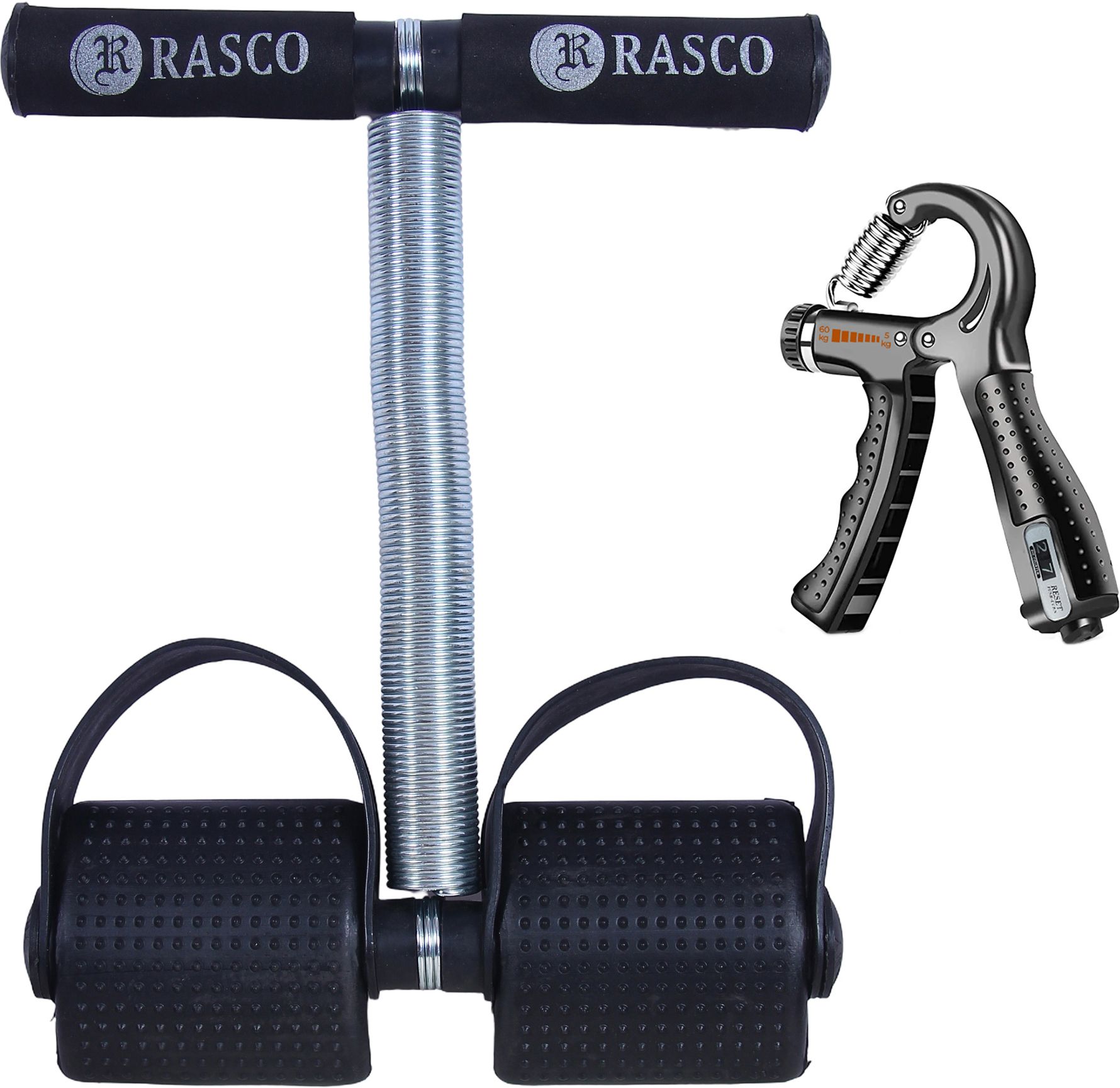 Single Spring Ab Exerciser Black with Counter Hand Gripper Ab Exerciser-image-1