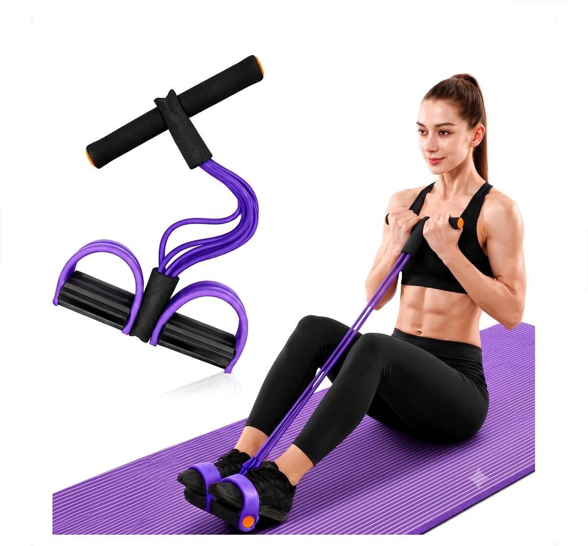 brzone Tummy Trimmer for Unisex | Yoga Pedal Puller Resistance Band | Multicolor Ab Exerciser-picture-49