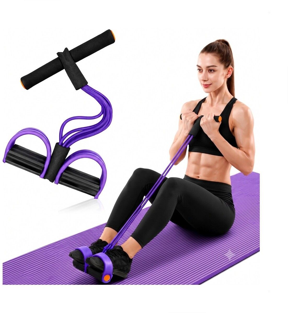 brzone Tummy Trimmer for Unisex | Yoga Pedal Puller Resistance Band | Multicolor Ab Exerciser-picture-8