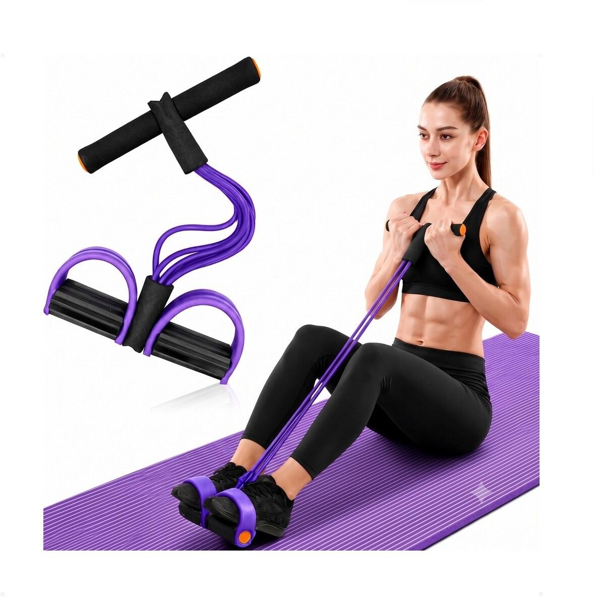 brzone Tummy Trimmer for Unisex | Yoga Pedal Puller Resistance Band | Multicolor Ab Exerciser-picture-19
