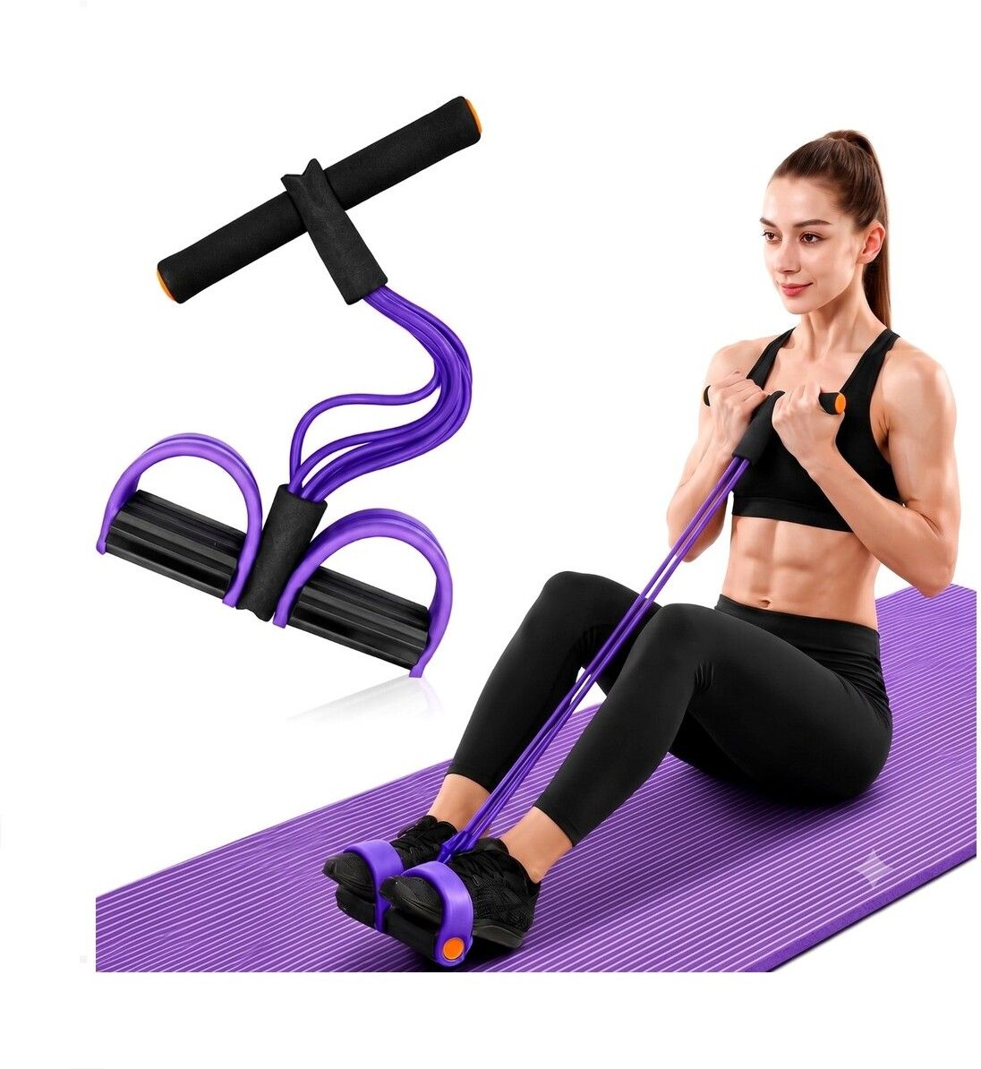 brzone Tummy Trimmer for Unisex | Yoga Pedal Puller Resistance Band | Multicolor Ab Exerciser-picture-27