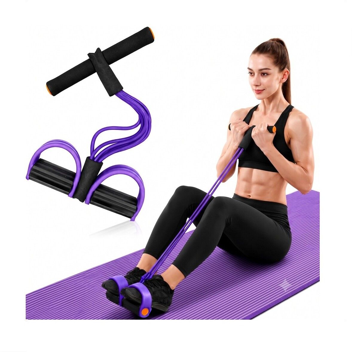 brzone Tummy Trimmer for Unisex | Yoga Pedal Puller Resistance Band | Multicolor Ab Exerciser-picture-0