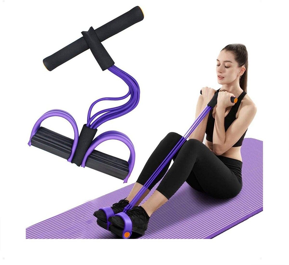 brzone Tummy Trimmer for Unisex | Yoga Pedal Puller Resistance Band | Multicolor Ab Exerciser-picture-48