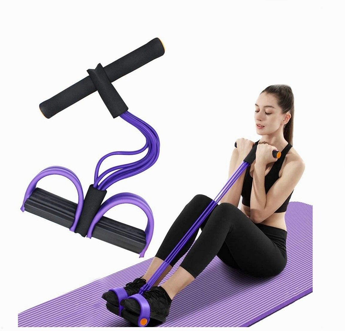 brzone Tummy Trimmer for Unisex | Yoga Pedal Puller Resistance Band | Multicolor Ab Exerciser-picture-46