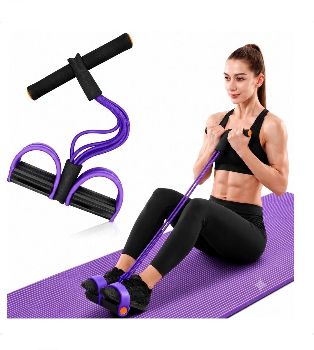 brzone Tummy Trimmer for Unisex | Yoga Pedal Puller Resistance Band | Multicolor Ab Exerciser-picture-47