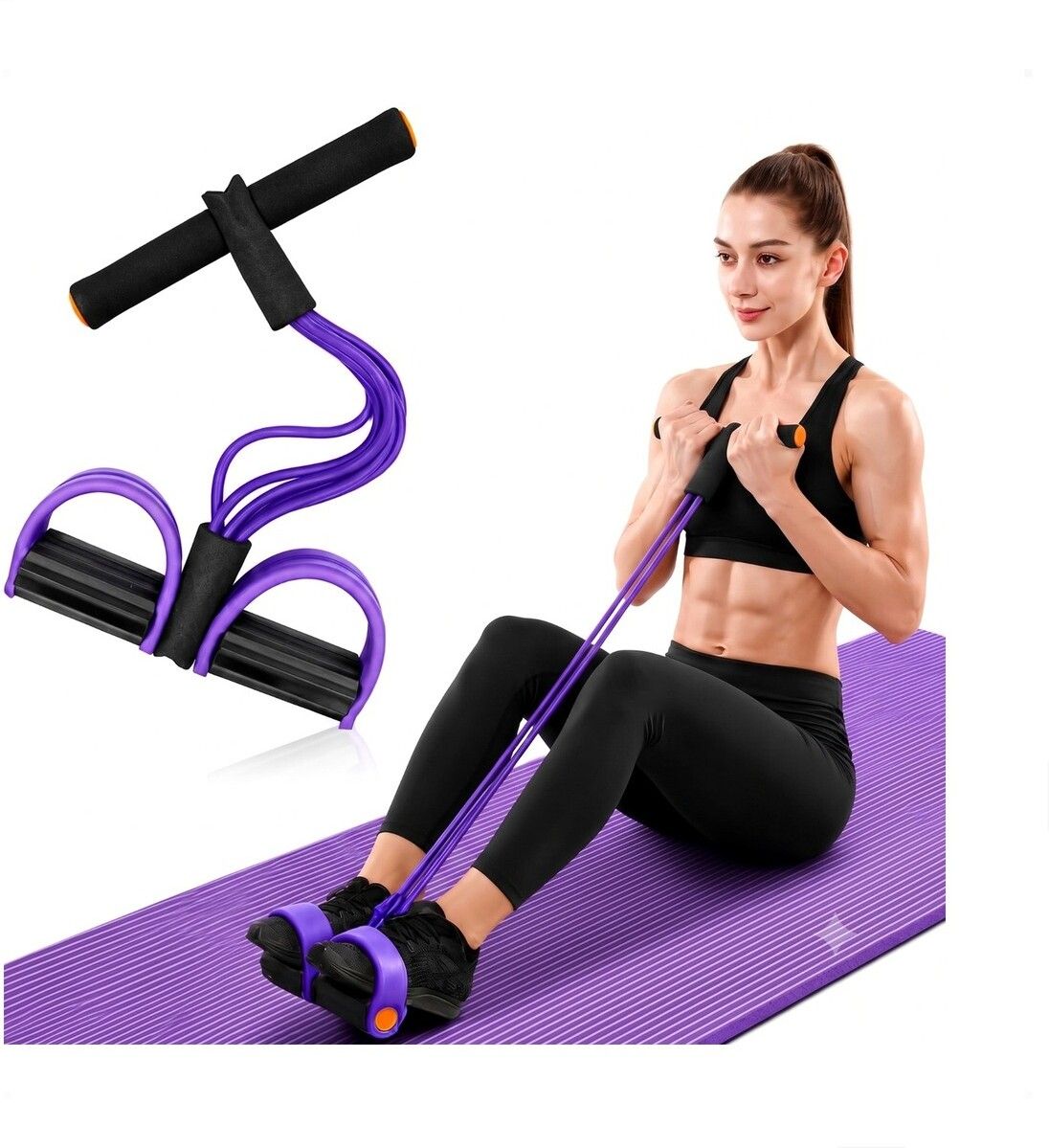 brzone Tummy Trimmer for Unisex | Yoga Pedal Puller Resistance Band | Multicolor Ab Exerciser-picture-28