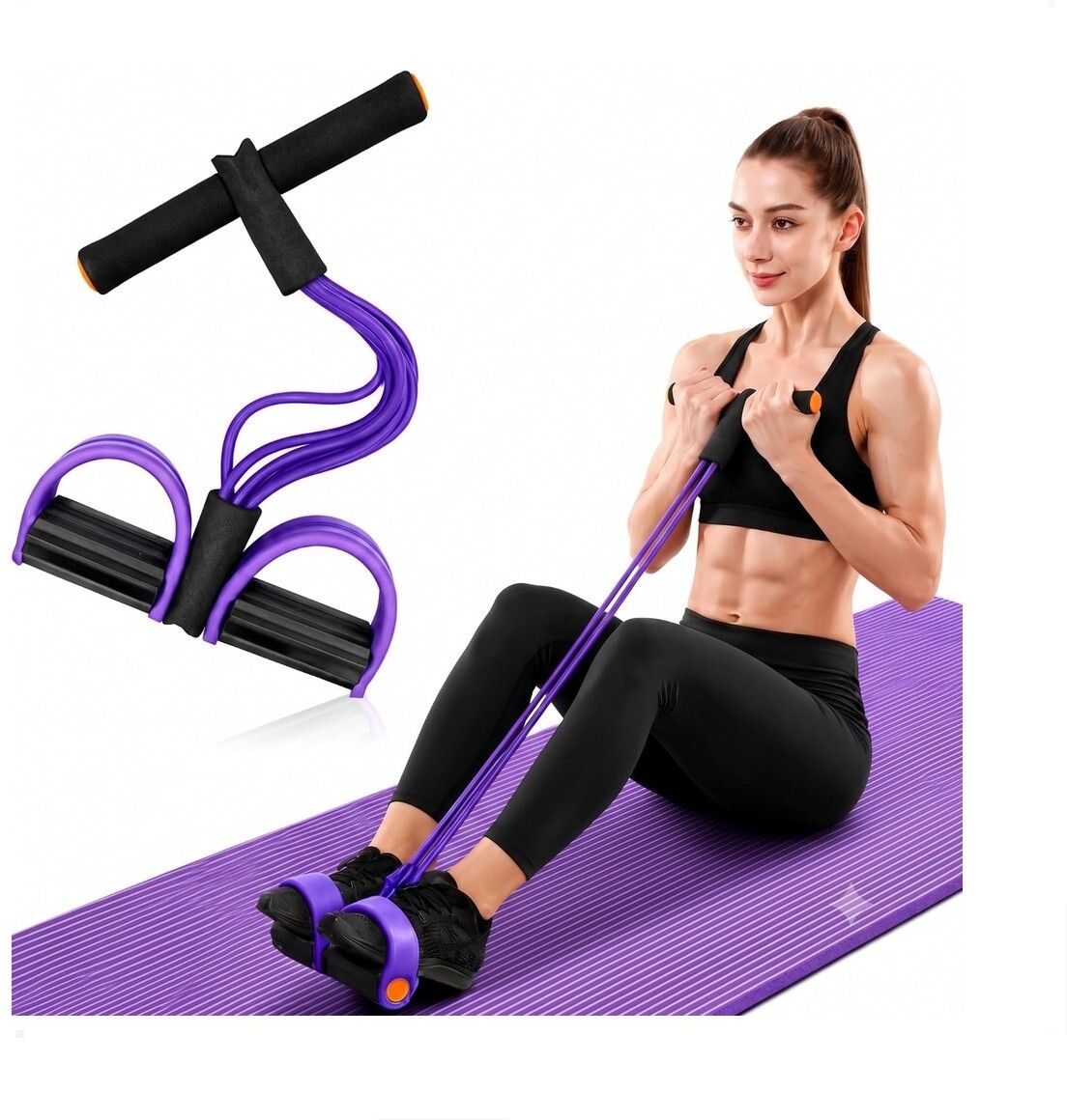 brzone Tummy Trimmer for Unisex | Yoga Pedal Puller Resistance Band | Multicolor Ab Exerciser-picture-36