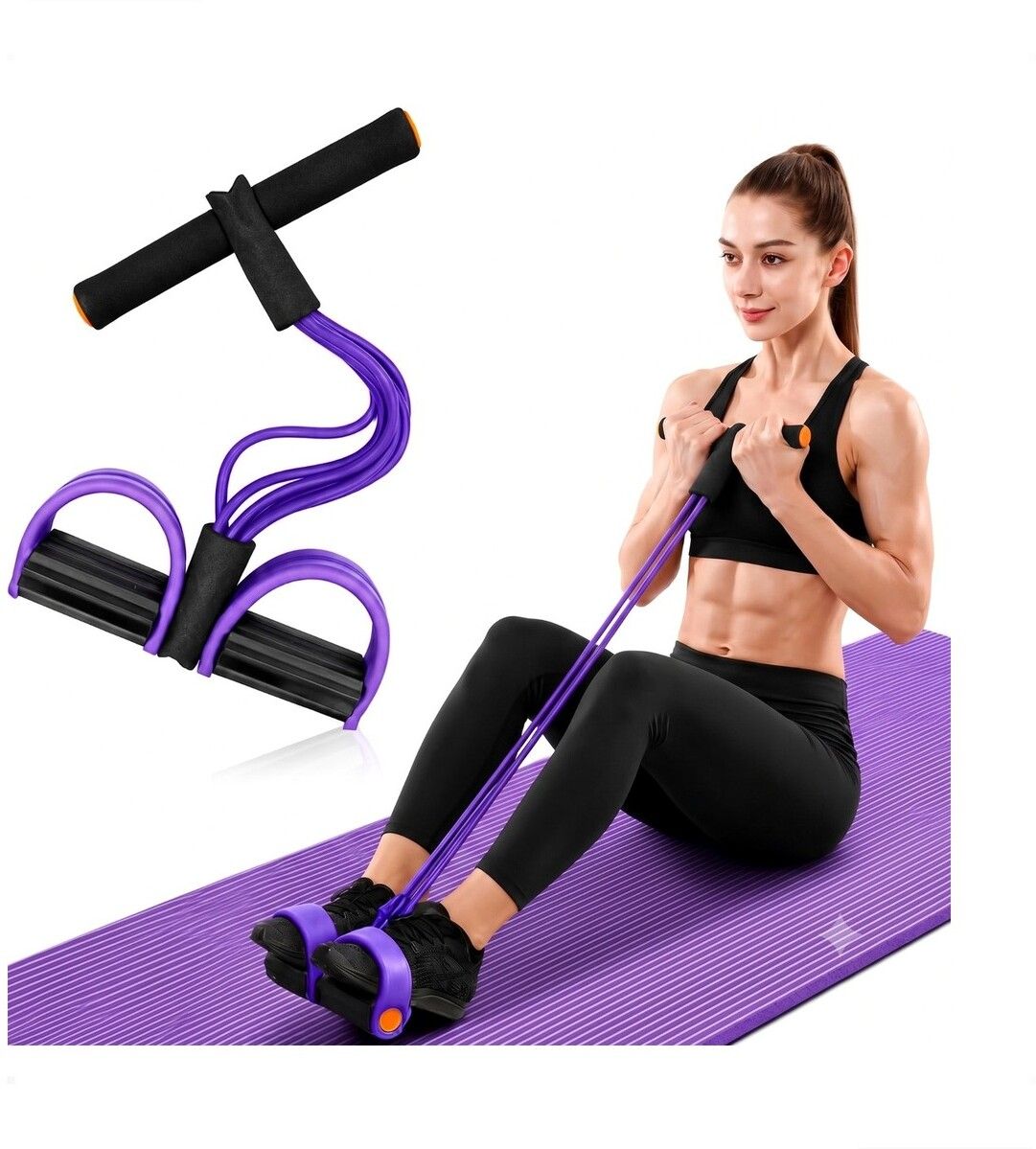 brzone Tummy Trimmer for Unisex | Yoga Pedal Puller Resistance Band | Multicolor Ab Exerciser-picture-34