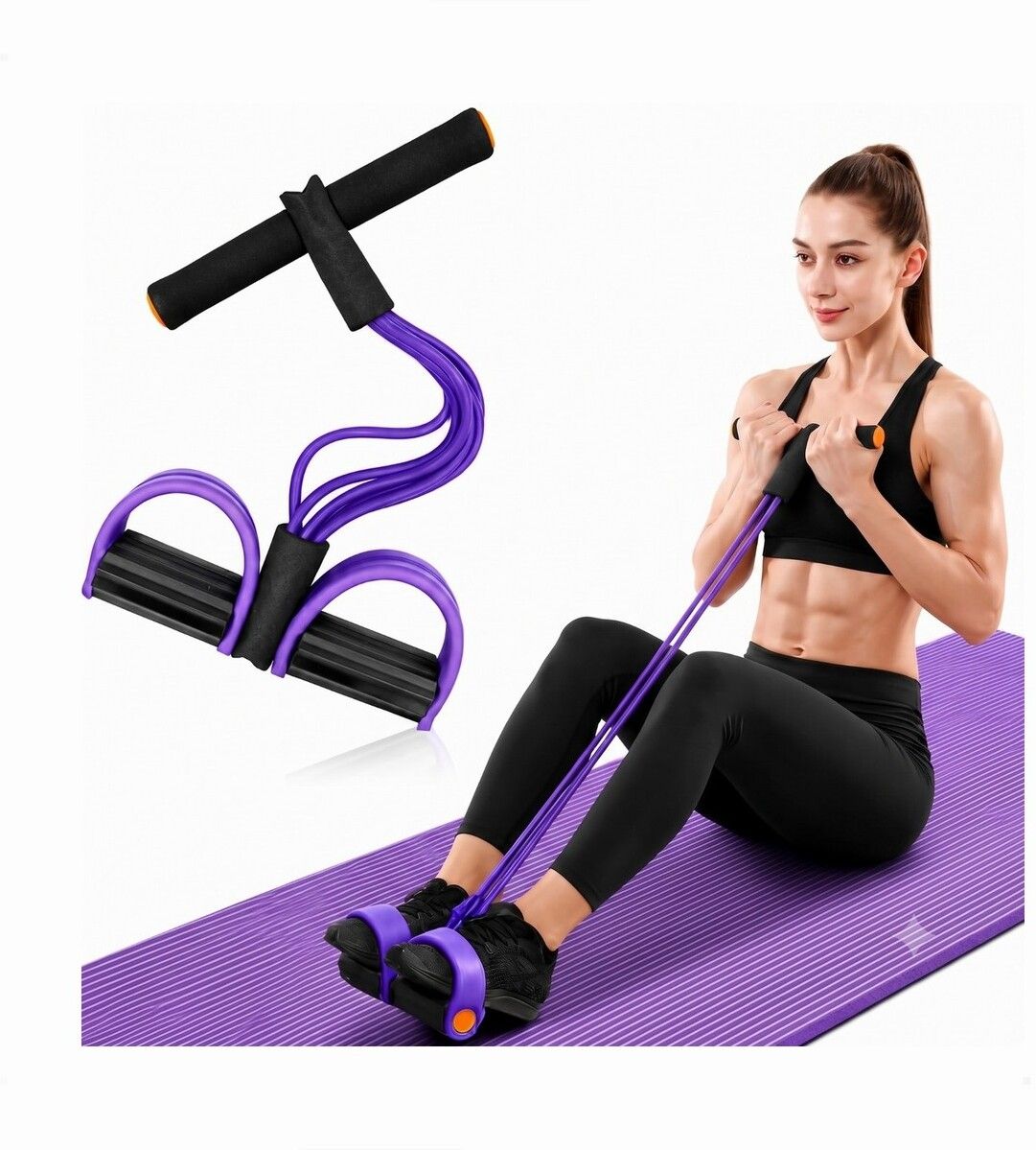 brzone Tummy Trimmer for Unisex | Yoga Pedal Puller Resistance Band | Multicolor Ab Exerciser-picture-12