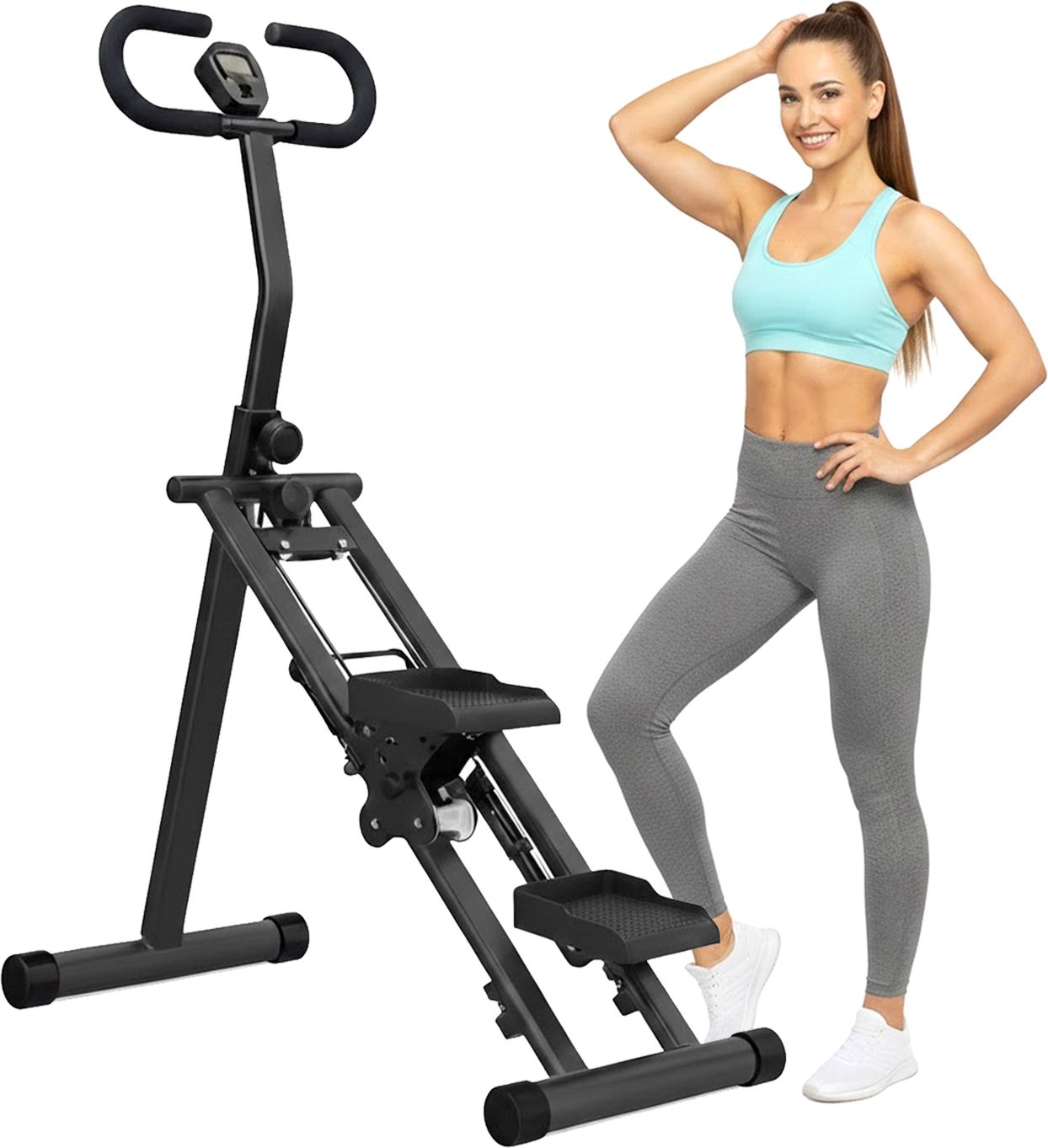 Foldable Vertical Climber & Mini Stepper for Home Fitness Home Cardio Machine Ab Exerciser-image-3