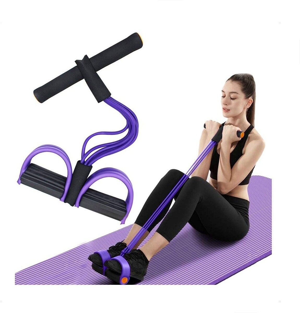 brzone Tummy Trimmer for Unisex | Yoga Pedal Puller Resistance Band | Multicolor Ab Exerciser-picture-35