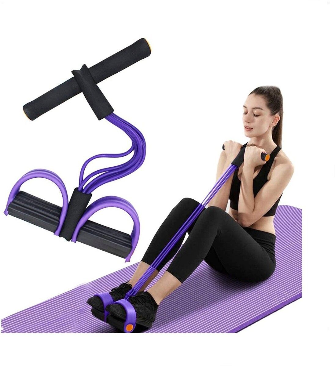 brzone Tummy Trimmer for Unisex | Yoga Pedal Puller Resistance Band | Multicolor Ab Exerciser-picture-17