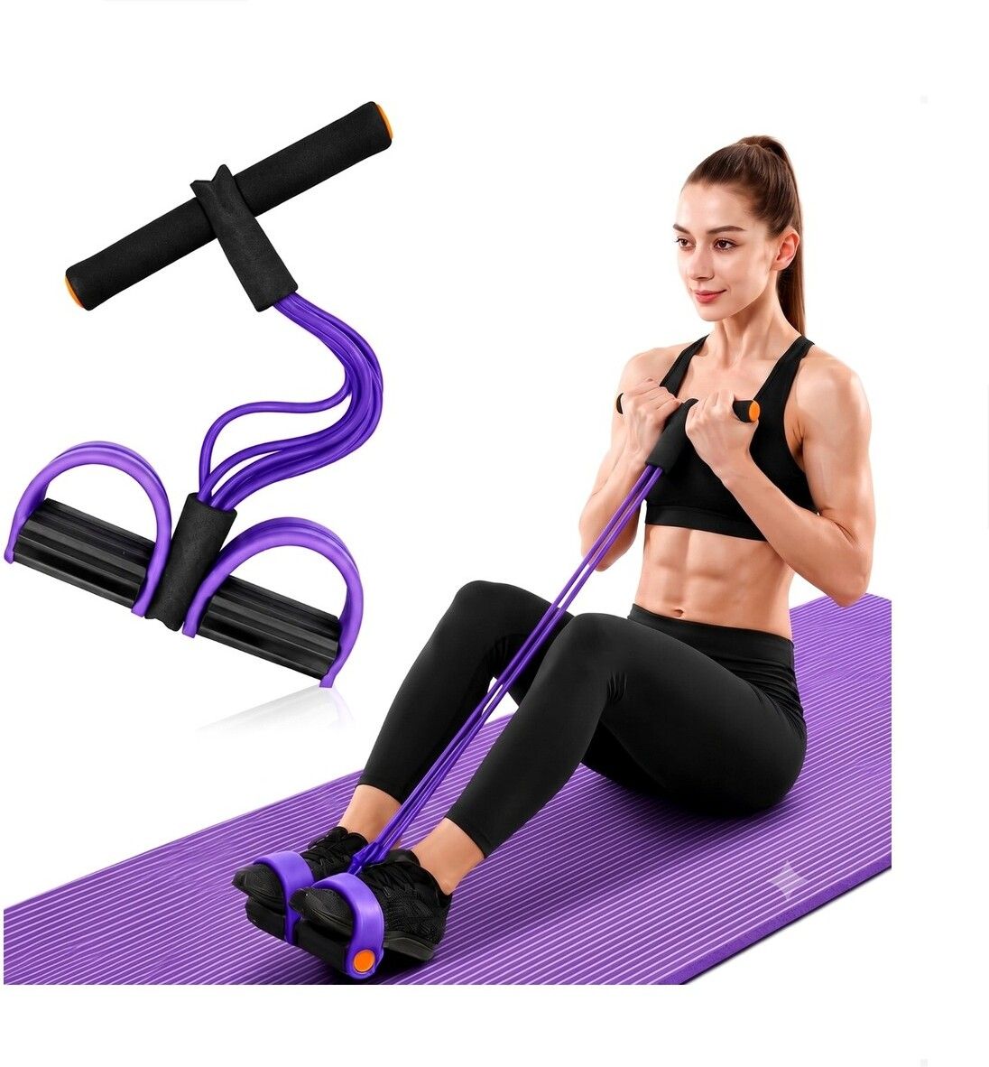 brzone Tummy Trimmer for Unisex | Yoga Pedal Puller Resistance Band | Multicolor Ab Exerciser-picture-30