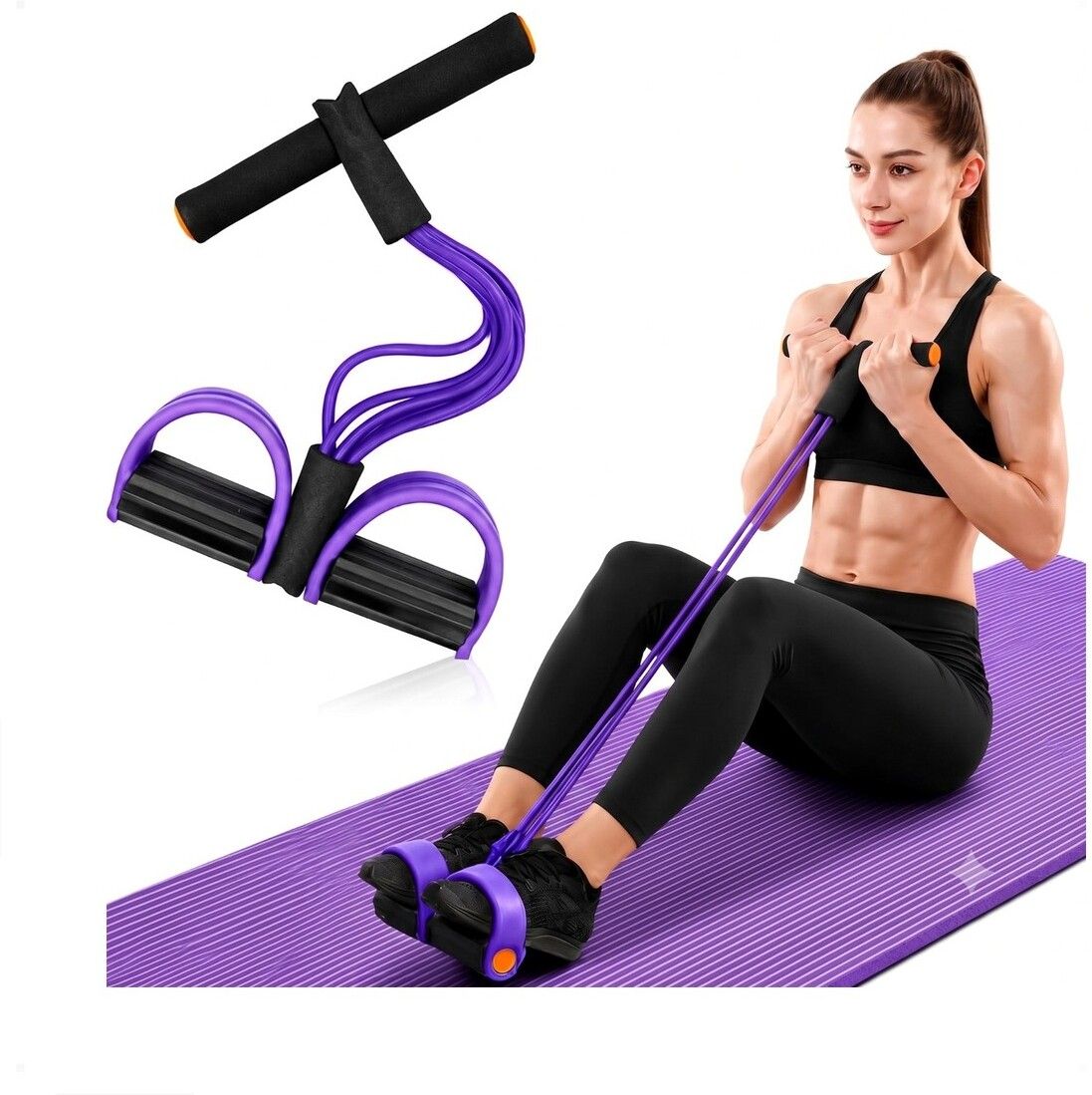 brzone Tummy Trimmer for Unisex | Yoga Pedal Puller Resistance Band | Multicolor Ab Exerciser-picture-27