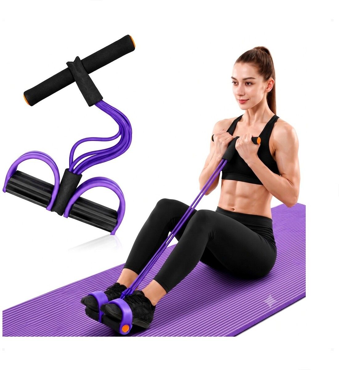 brzone Tummy Trimmer for Unisex | Yoga Pedal Puller Resistance Band | Multicolor Ab Exerciser-picture-10