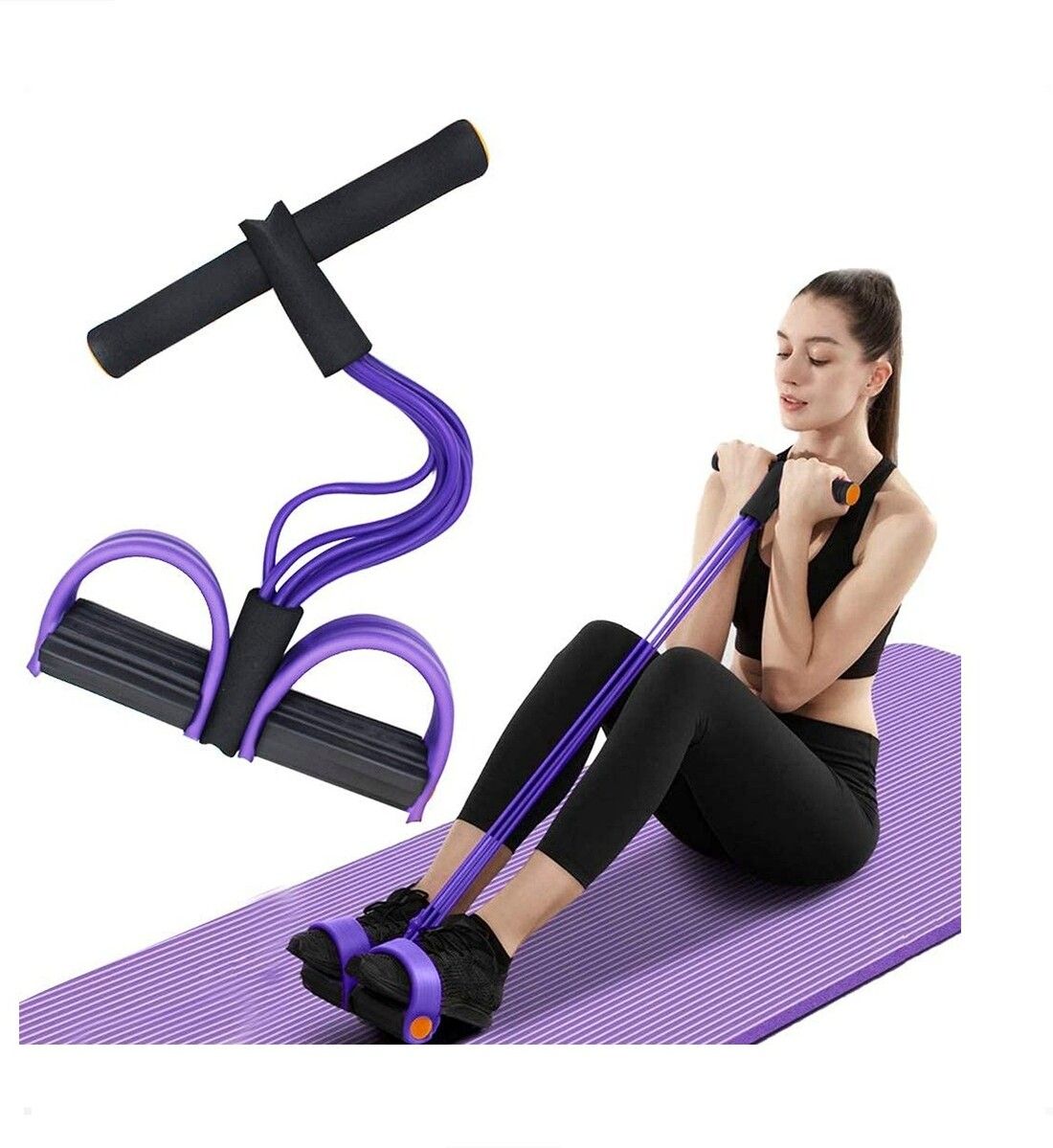 brzone Tummy Trimmer for Unisex | Yoga Pedal Puller Resistance Band | Multicolor Ab Exerciser-picture-25