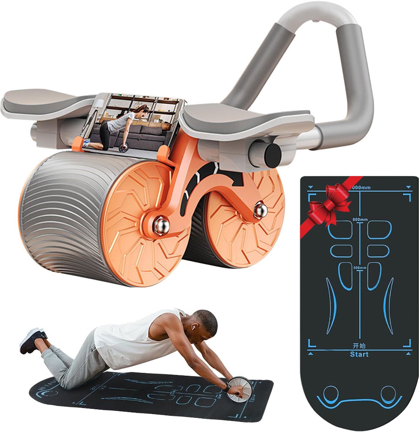 myheart Ab Roller Wheel Automatic Return Abdominal Wheel with Exercise Mat Ab Exerciser-picture-8