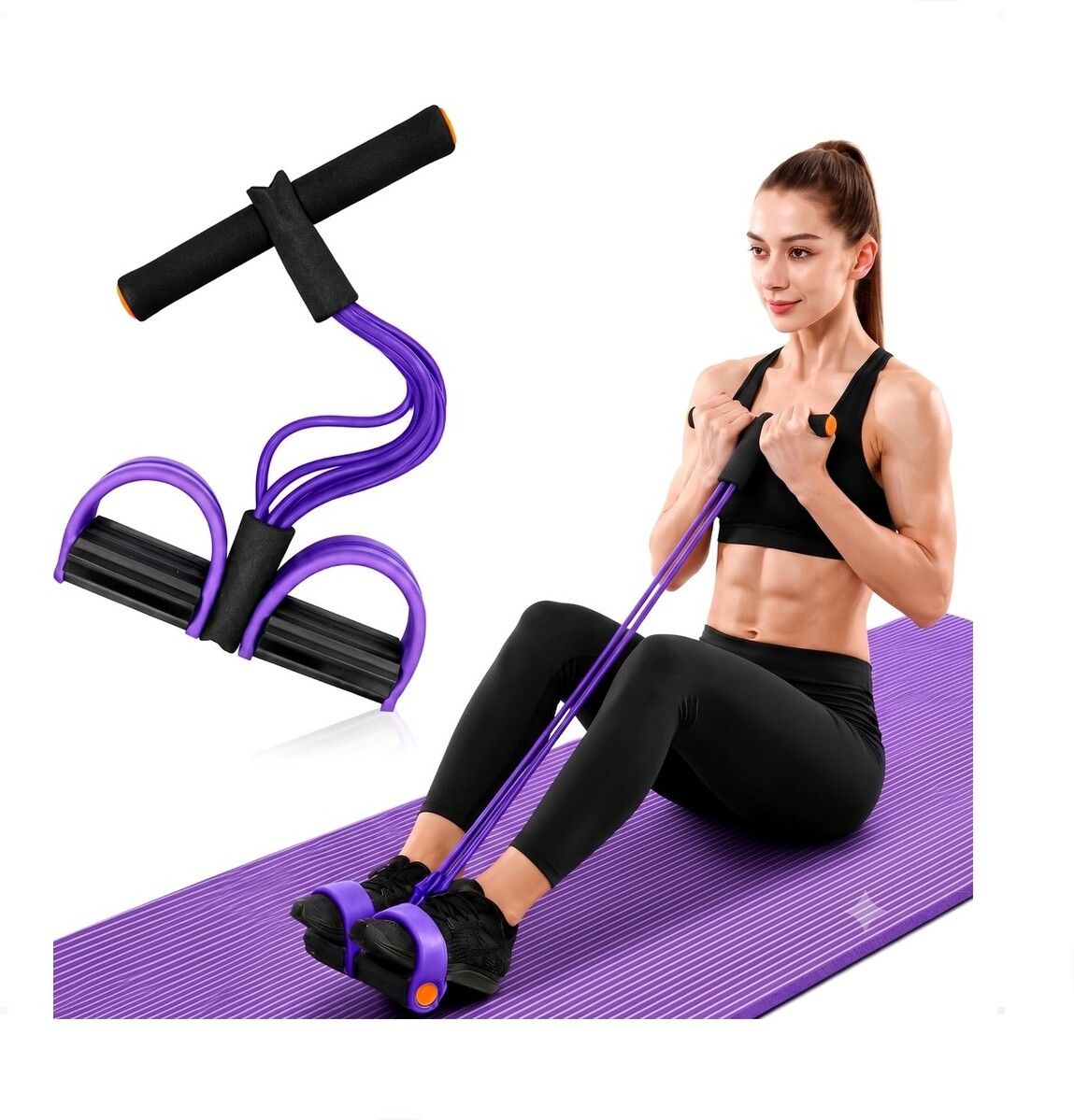 brzone Tummy Trimmer for Unisex | Yoga Pedal Puller Resistance Band | Multicolor Ab Exerciser-picture-48