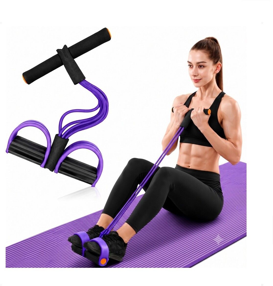 brzone Tummy Trimmer for Unisex | Yoga Pedal Puller Resistance Band | Multicolor Ab Exerciser-picture-24