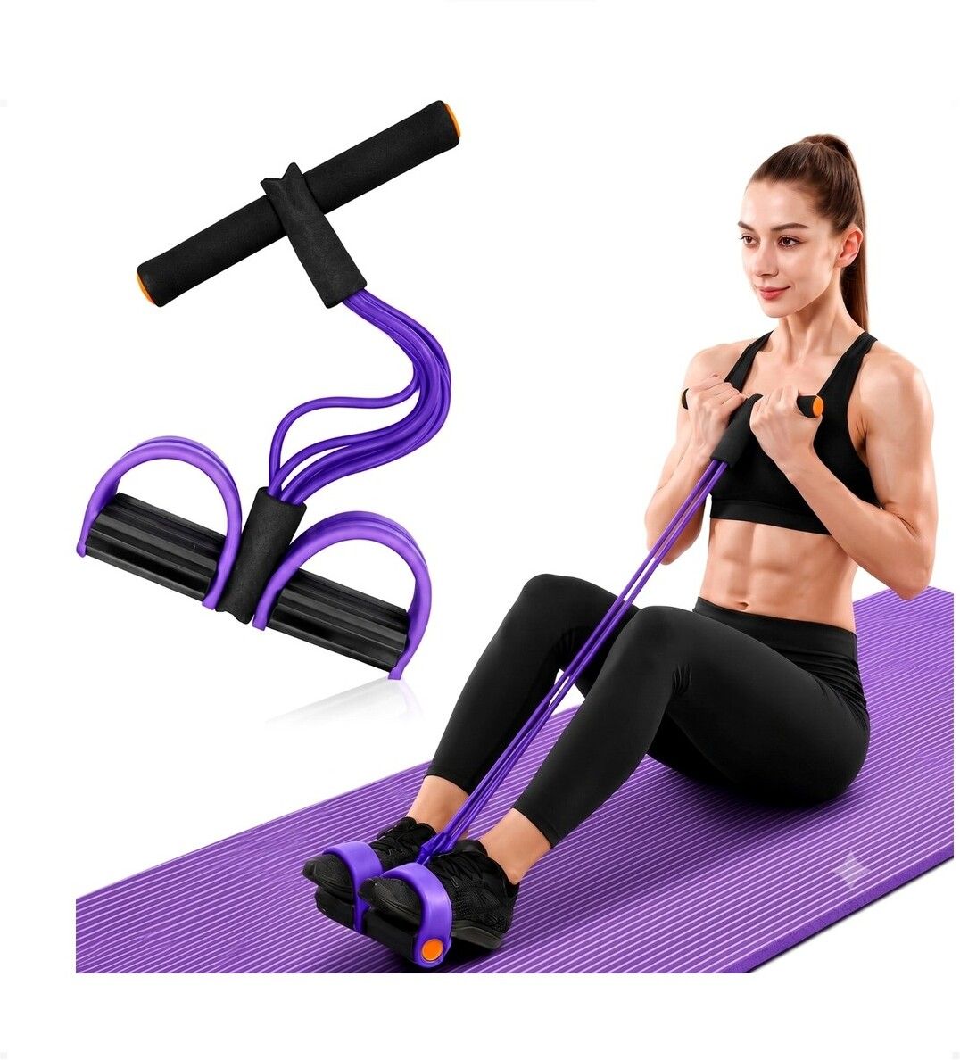 brzone Tummy Trimmer for Unisex | Yoga Pedal Puller Resistance Band | Multicolor Ab Exerciser-picture-4
