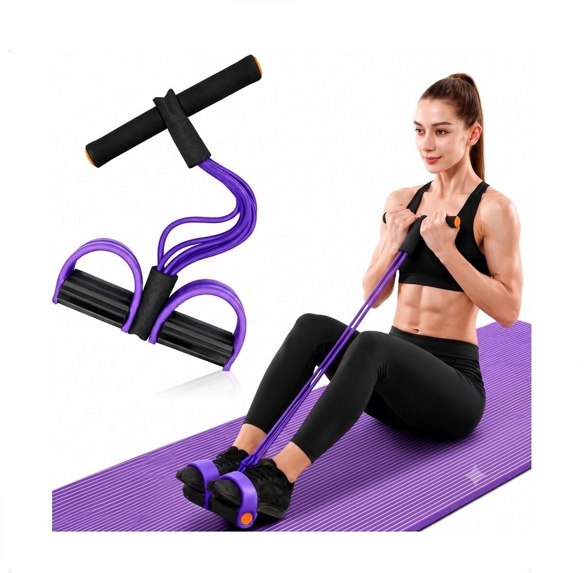 brzone Tummy Trimmer for Unisex | Yoga Pedal Puller Resistance Band | Multicolor Ab Exerciser-picture-15