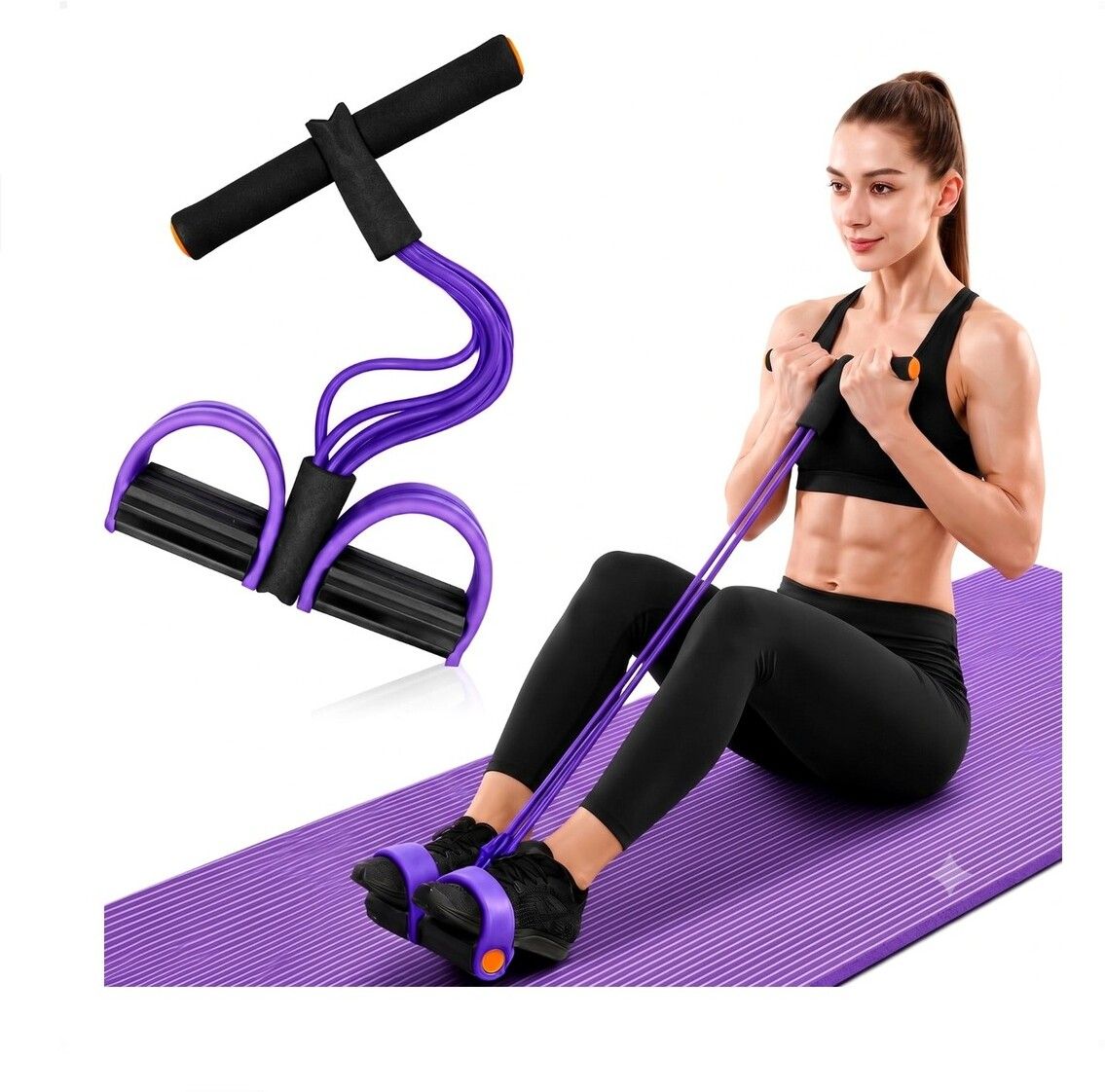 brzone Tummy Trimmer for Unisex | Yoga Pedal Puller Resistance Band | Multicolor Ab Exerciser-picture-27