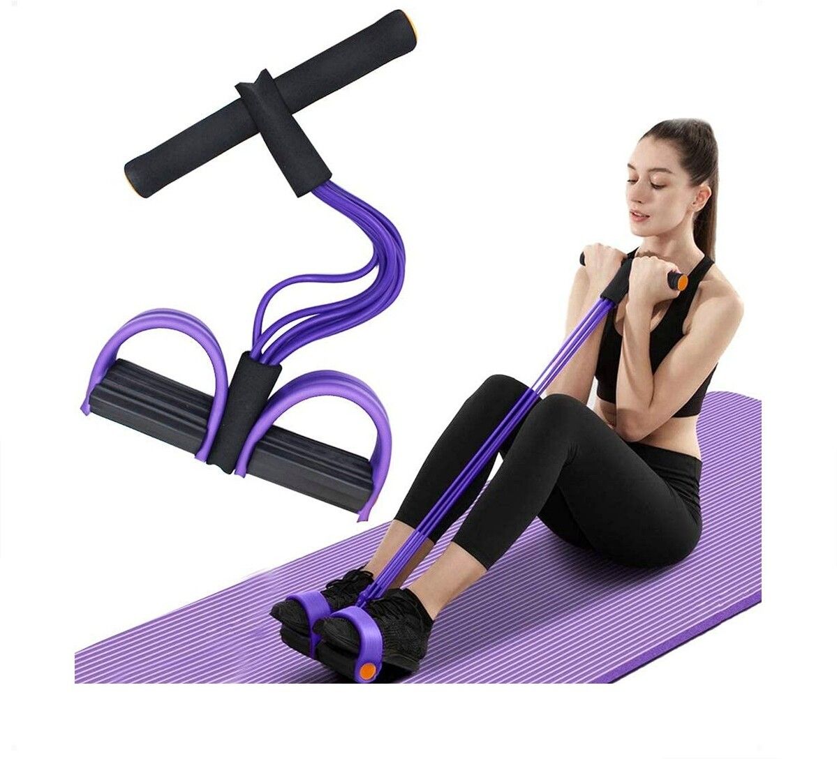 brzone Tummy Trimmer for Unisex | Yoga Pedal Puller Resistance Band | Multicolor Ab Exerciser-picture-36