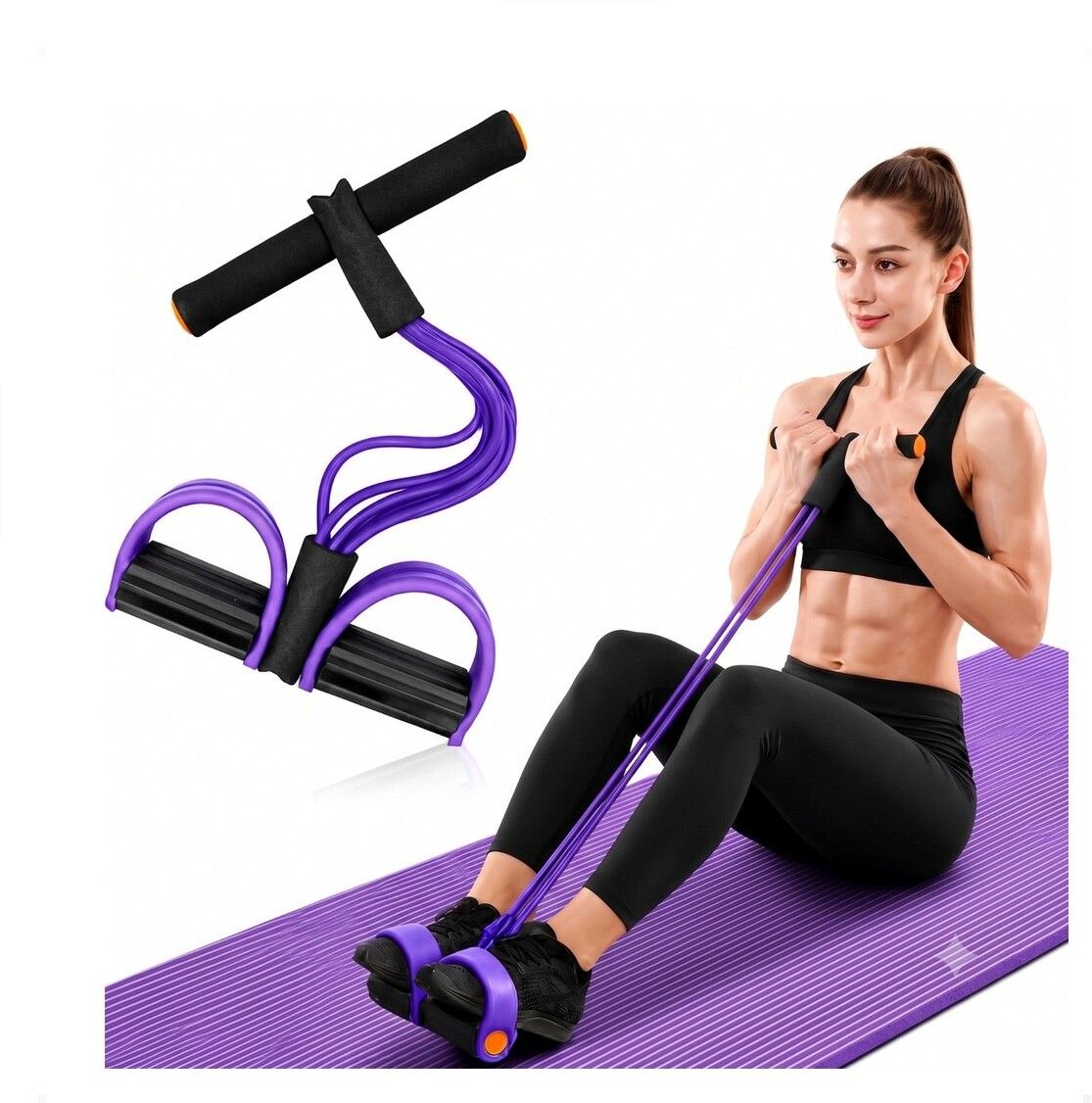brzone Tummy Trimmer for Unisex | Yoga Pedal Puller Resistance Band | Multicolor Ab Exerciser-picture-17