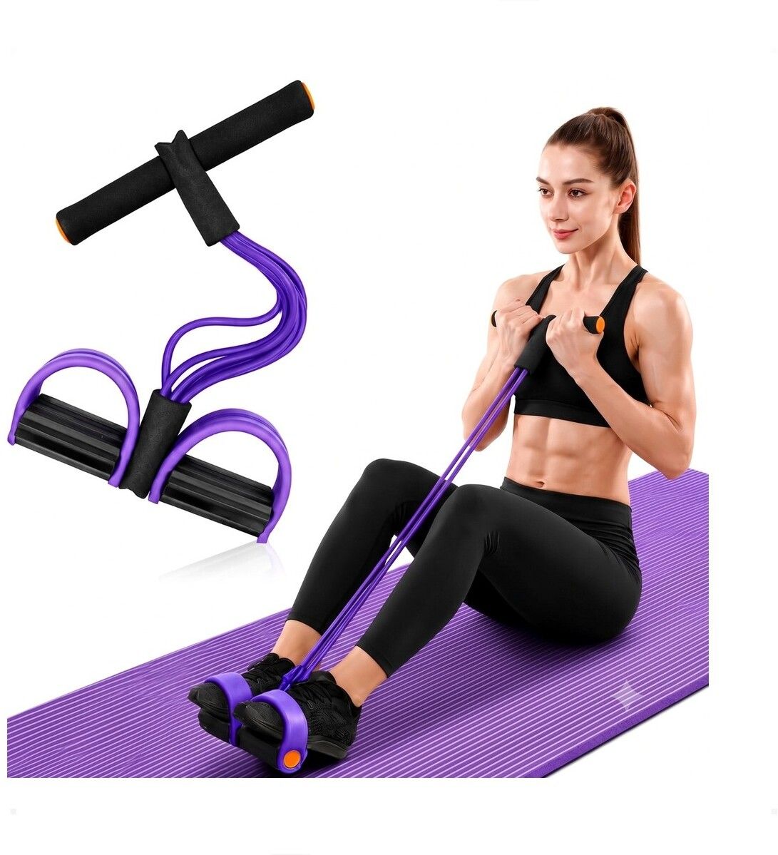 brzone Tummy Trimmer for Unisex | Yoga Pedal Puller Resistance Band | Multicolor Ab Exerciser-picture-49