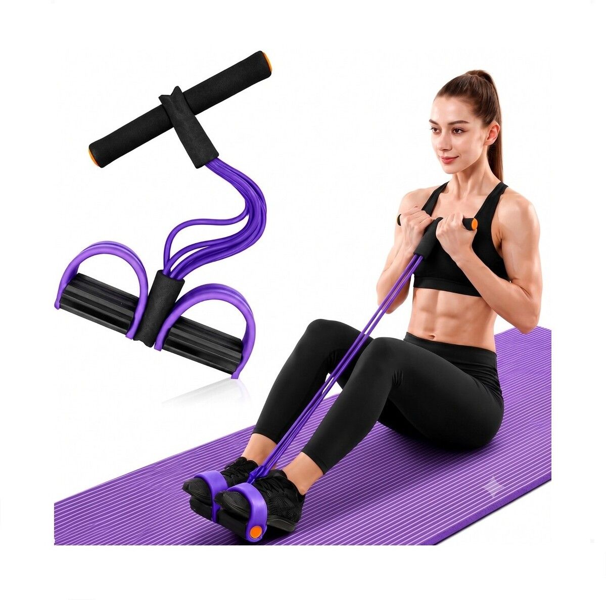 brzone Tummy Trimmer for Unisex | Yoga Pedal Puller Resistance Band | Multicolor Ab Exerciser-picture-28