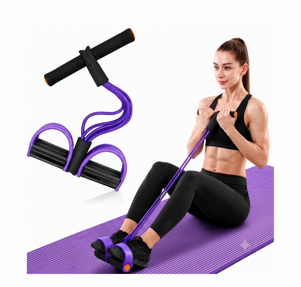 brzone Tummy Trimmer for Unisex | Yoga Pedal Puller Resistance Band | Multicolor Ab Exerciser-picture-25