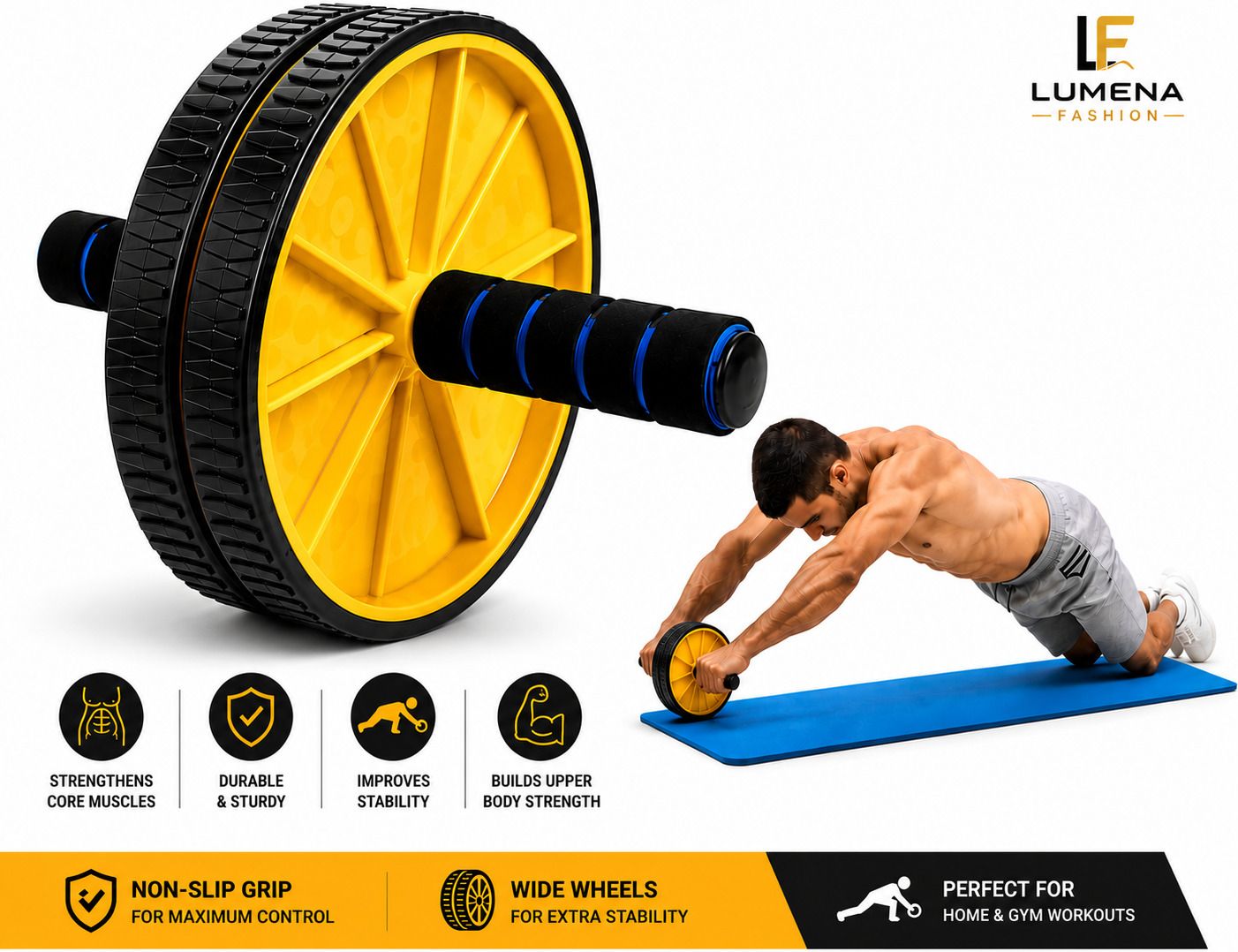 flexgrip Abdominal Double Wheel AB Roller For Gym Exercise Ab Exerciser-picture-11