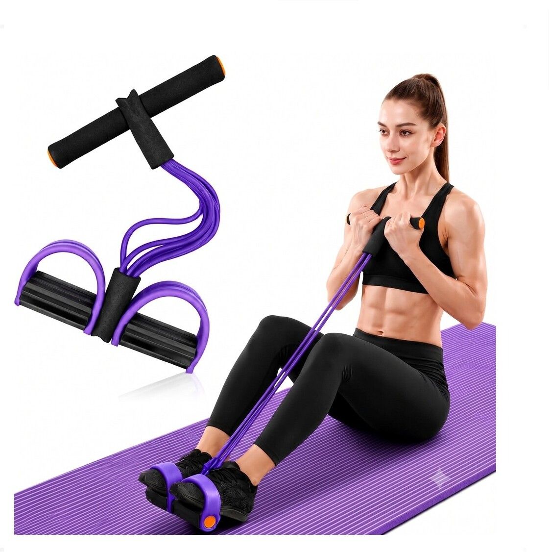 brzone Tummy Trimmer for Unisex | Yoga Pedal Puller Resistance Band | Multicolor Ab Exerciser-picture-46