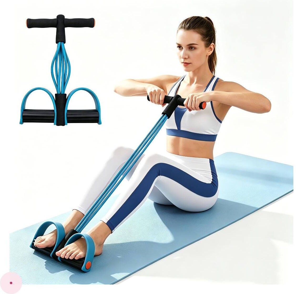 Yoga Pedal Puller Resistance Band with 4 Tubes | Natural Rubber Pedal Exerciser Ab Exerciser-image-13