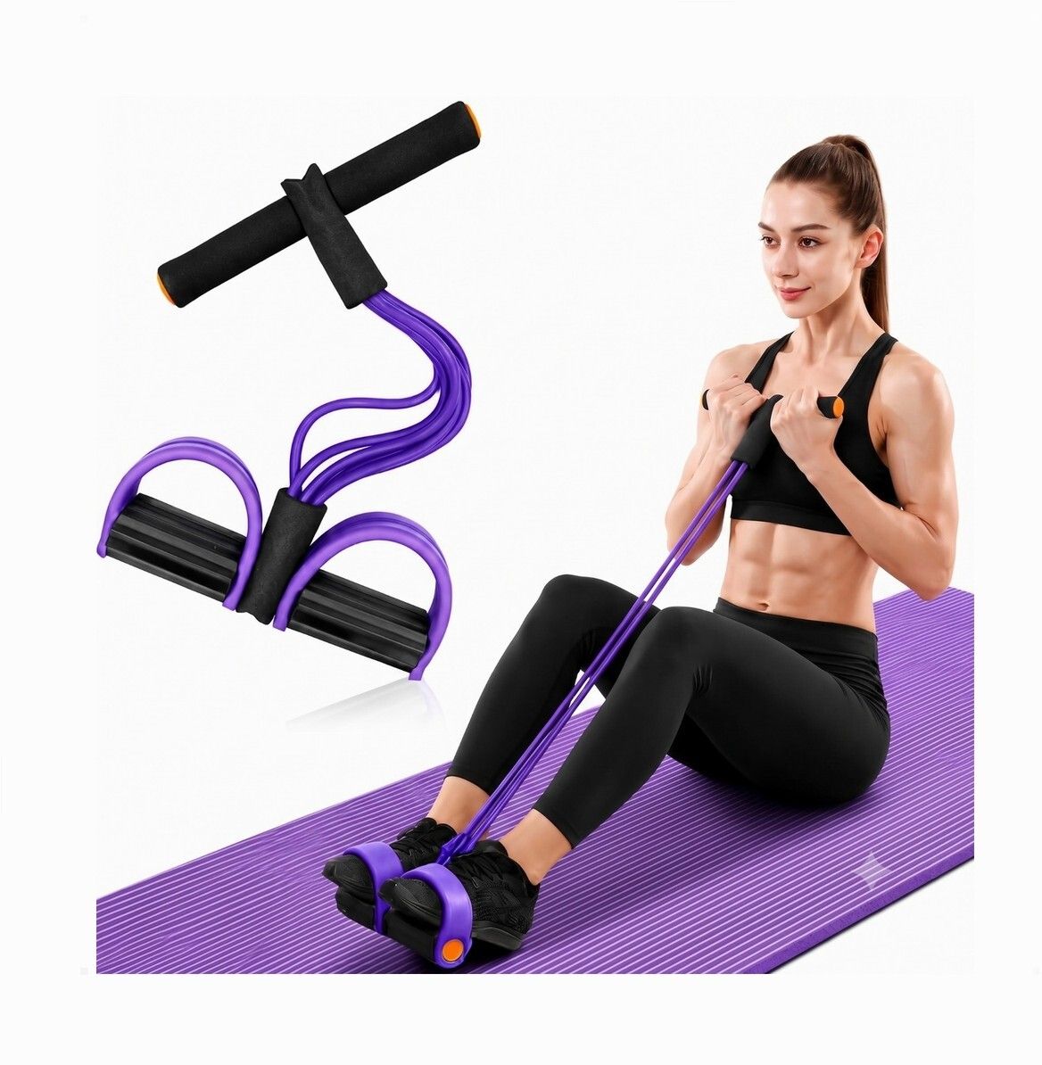 brzone Tummy Trimmer for Unisex | Yoga Pedal Puller Resistance Band | Multicolor Ab Exerciser-picture-29