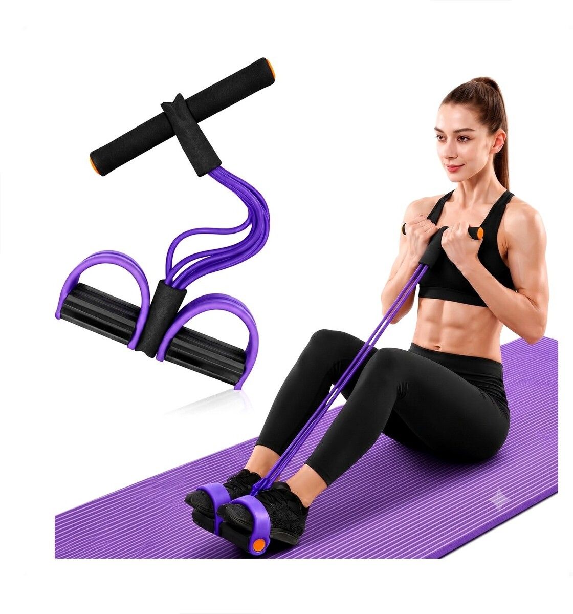 brzone Tummy Trimmer for Unisex | Yoga Pedal Puller Resistance Band | Multicolor Ab Exerciser-picture-29